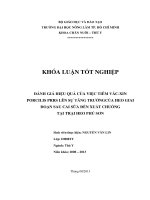 ĐÁNH GIÁ HIỆU QUẢ CỦA VIỆC TIÊM VĂCXIN  PORCILIS PRRS LÊN SỰ TĂNG TRƯỞNGCỦA HEO GIAI  ĐOẠN SAU CAI SỮA ĐẾN XUẤT CHUỒNG   TẠI TRẠI HEO PHÚ SƠN 