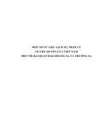 MỘT SỐ TƯ LIỆU LỊCH SỬ, PHÁP LÝ VỀ CHỦ QUYỀN CỦA VIỆT NAM ĐỐI VỚI HAI QUẦN ĐẢO HOÀNG SA VÀ TRƯỜNG SA
