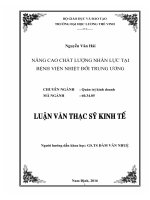 Luận văn thạc sĩ Nâng cao chất lượng nhân lực tại bệnh viện Nhiệt đới Trung Ương