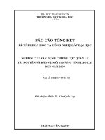 Nghiên cứu xây dựng chiến lược quản lý tài nguyên và bảo vệ môi trường tỉnh Lào Cai đến năm 2030 (NCKH)