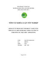 KHẢO SÁT VỀ PHẨM CHẤT TINH DỊCH  VÀ KHẢ NĂNG  SINH SẢN CỦA MỘT SỐ HEO ĐỰC GIỐNG TẠI CÔNG TY  TNHH NÔNG SÚC TRỰC ĐIỀN – BÌNH DƯƠNG     