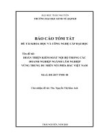 Hoàn thiện kiểm soát nội bộ trong các doanh nghiệp ngành Lâm nghiệp vùng trung du miền núi phía Bắc Việt Nam (tt)