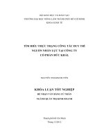 TÌM HIỂU THỰC TRẠNG CÔNG TÁC DUY TRÌ  NGUỒN NHÂN LỰC TẠI CÔNG TY  CỔ PHẦN ĐỨC KHẢI. 