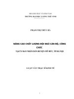 Luận văn thạc sĩ Nâng cao chất lượng đội ngũ cán bộ, công chức tại Ủy ban Nhân dân huyện Mỹ Đức  Thành phố Hà Nội