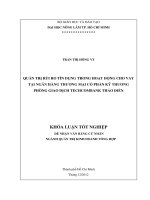 QUẢN TRỊ RỦI RO TÍN DỤNG TRONG HOẠT ĐỘNG CHO VAY  TẠI NGÂN HÀNG THƢƠNG MẠI CỔ PHẦN KỸ THƢƠNG  PHÒNG GIAO DỊCH TECHCOMBANK THẢO ĐIỀN   