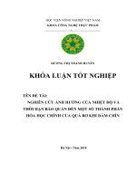 Nghiên cứu ảnh hưởng của nhiệt độ và thời hạn bảo quản đến một số thành phần hóa học chính của quả bơ khi dấm chín
