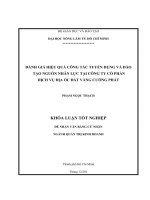 ĐÁNH GIÁ HIỆU QUẢ CÔNG TÁC TUYỂN DỤNG VÀ ĐÀO   TẠO NGUỒN NHÂN LỰC TẠI CÔNG TY CỔ PHẦN   DỊCH VỤ ĐỊA ỐC ĐẤT VÀNG CƯỜNG PHÁT   