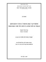 Khó khăn tâm lý trong học tập nhóm theo học chế tín chỉ của sinh viên sư phạm (Luận án tiến sĩ)