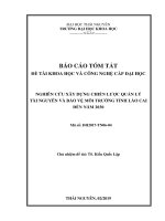Nghiên cứu xây dựng chiến lược quản lý tài nguyên và bảo vệ môi trường tỉnh Lào Cai đến năm 2030 (tt)