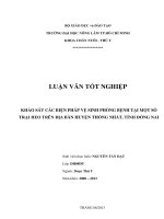     KHẢO SÁT CÁC BIỆN PHÁP VỆ SINH PHÒNG BỆNH TẠI MỘT SỐ  TRẠI HEO TRÊN ĐỊA BÀN HUYỆN THỐNG NHẤT, TỈNH ĐỒNG NAI 