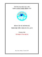 BÁO CÁO TỰ ĐÁNH GIÁ THEO BỘ TIÊU CHUẨN CỦA AUN Chương trình TIN HỌC ỨNG DỤNG
