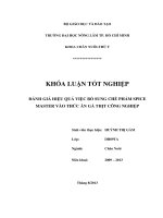 ĐÁNH GIÁ HIỆU QUẢ VIỆC BỔ SUNG CHẾ PHẨM SPICE  MASTER VÀO THỨC ĂN GÀ THỊT CÔNG NGHIỆP 