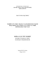   NGHIÊN CỨU THỰC TRẠNG VÀ GIẢI PHÁP ĐẨY MẠNH  HOẠT ĐỘNG XUẤT KHẨU CỦA CÔNG TY TNHH  BONFIGLIOLI VIỆT NAM       