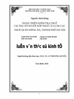 Luận văn thạc sĩ Hoàn thiện kiểm tra thuế tại trụ sở người nộp thuế của Chi cục Thuế quận Đống Đa, thành phố Hà Nội