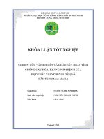 NGHIÊN CỨU TÁCH CHIẾT VÀ KHẢO SÁT HOẠT TÍNH  CHỐNG OXY HÓA, KHÁNG NẤM BỆNH CỦA   HỢP CHẤT POLYPHENOL TỪ QUẢ    DÂU TẰM (Morus alba L.) 