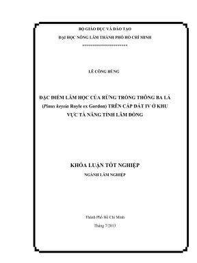 ĐẶC ĐIỂM LÂM HỌC CỦA RỪNG TRỒNG THÔNG BA LÁ (Pinus keysia Royle ex ...