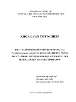 ĐIỀU TRA TÌNH HÌNH DIỄN BIẾN BỆNH SƢƠNG MAI  Pseudoperonospora cubensis VÀ KHẢO SÁT HIỆU LỰC PHÕNG  TRỪ CỦA THUỐC TRỪ BỆNH SINH HỌC, KÍCH KHÁNG ĐẾN  BỆNH TẠI HUYỆN TÂN UYÊN, BÌNH DƢƠNG       