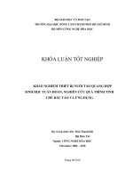 KHẢO NGHIỆM THIẾT BỊ NUÔI TẢO QUANG HỢP  SINH HỌC TUẦN HOÀN, NGHIÊN CỨU QUÁ TRÌNH TINH  CHẾ DẦU TẢO VÀ ỨNG DỤNG   
