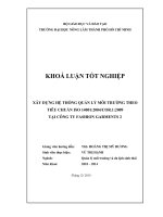   XÂY DỰNG HỆ THỐNG QUẢN LÝ MÔI TRƯỜNG THEO  TIÊU CHUẨN ISO 14001:2004COR.1:2009  TẠI CÔNG TY FASHION GARMENTS 2   