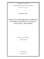 ĐÁNH GIÁ SỰ TÁC ĐỘNG HIỆU QUẢ CỦA CHÍNH SÁCH  CHI TRẢ DỊCH VỤ MÔI TRƯỜNG TẠI XÃ PHÚ SƠN –  HUYỆN LÂM HÀ – TỈNH LÂM ĐỒNG     