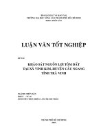 KHAÛO SAÙT NGUOÀN LÔÏI TOÂM ÑAÁT TAÏI XAÕ VINH KIM, HUYEÄN CAÀU NGANG TÆNH TRAØ VINH