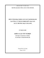PHÂN TÍCH HOẠT ĐỘNG SẢN XUẤT KINH DOANH   TẠI CÔNG TY TRÁCH NHIỆM HỮU HẠN SẢN   XUẤT THƯƠNG MẠI CẨM LONG 
