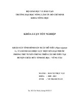 KHẢO SÁT TINH HINH SẢN XUẤT HÔ TIÊU (Piper nigrum  L.) VÀ ĐÁNH GIÁ HIỆU LỰC MỘT SỐ LOẠI THUỐC  PHÒNG TRỪ TUYẾN TRÙNG TRÊN CÂY HỒ TIÊU TẠI  HUYỆN CHÂU ĐỨC TỈNH BÀ RỊA – VŨNG TÀU     