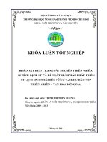 KHẢO SÁT HIỆN TRẠNG TÀI NGUYÊN THIÊN NHIÊN,   DI TÍCH LỊCH SỬ VÀ ĐỀ XUẤT GIẢI PHÁP PHÁT TRIỂN  DU LỊCH SINH THÁI BỀN VỮNG TẠI KHU BẢO TỒN   THIÊN NHIÊN – VĂN HÓA ĐỒNG NAI   