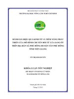 ĐÁNH GIÁ HIỆU QUẢ KINH TẾ VÀ TIỀM NĂNG PHÁT  TRIỂN CỦA MÔ HÌNH CHUYỂN ĐỔI TỪ LÚA SANG ỚT  TRÊN ĐỊA BÀN XÃ PHÚ ĐÔNG HUYỆN TÂN PHÚ ĐÔNG  TỈNH TIỀN GIANG 