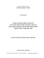 Giám sát hoạt động đánh giá của giáo viên về kết quả học tập của học sinh ở trường trung học phổ thông thanh thủy, tỉnh phú thọ 
