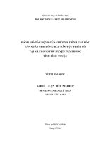  ĐÁNH GIÁ TÁC ĐỘNG CỦA CHƯƠNG TRÌNH CẤP ĐẤT  SẢN XUẤT CHO ĐỒNG BÀO DÂN TỘC THIỂU SỐ   TẠI XÃ PHONG PHÚ HUYỆN TUY PHONG   TỈNH BÌNH THUẬN   