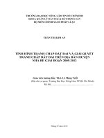 TÌNH HÌNH TRANH CHẤP ĐẤT ĐAI VÀ GIẢI QUYẾT  TRANH CHẤP ĐẤT ĐAI TRÊN ĐỊA BÀN HUYỆN   NHÀ BÈ GIAI ĐOẠN 20052012     