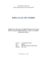 NGHIÊN CỨU, ĐỀ XUẤT CÁC BIỆN PHÁP SẢN XUẤT SẠCH  HƠN TẠI TRẠM NGHIỀN THỦ ĐỨC – CÔNG TY CỔ PHẦN   XI MĂNG HÀ TIÊN 1 
