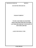 Tổ chức, hoạt động của văn phòng trung ương (VPTW) đảng nhân dân cách mạng (NDCM) lào trong điều kiện nhất thể hóa một số chức danh lãnh đạo 