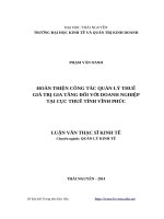 Hoàn thiện công tác quản lý thuế giá trị gia tăng đối với doanh nghiệp tại cục thuế tỉnh vĩnh phúc 