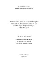 ẢNH HƯỞNG CỦA TRÌNH ĐỘ HỌC VẤN CHỦ HỘ ĐẾN  TỔNG THU NHẬP VÀ ĐỜI SỐNG NÔNG HỘ TẠI   XÃ VĨNH THỊNH HUYỆN VĨNH THẠNH   TỈNH BÌNH ĐỊNH 