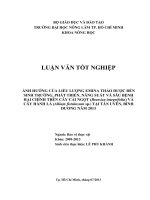     ẢNH HƢỞNG CỦA LIỀU LƢỢNG EMINA THẢO DƢỢC ĐẾN  SINH TRƢỞNG, PHÁT TRIỂN, NĂNG SUẤT VÀ SÂU BỆNH  HẠI CHÍNH TRÊN CÂY CẢI NGỌT (Brassica integrifolia) VÀ  CÂY HÀNH LÁ (Allium fistulosum sp.) TẠI TÂN UYÊN, BÌNH  DƢƠNG NĂM 2013       