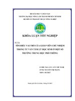 TÌM HIỂU VAI TRÒ CỦA GIÁO VIÊN CHỦ NHIỆM  TRONG TƯ VẤN TÂM LÝ HỌC SINH Ở MỘT SỐ  TRƯỜNG TRUNG HỌC PHỔ THÔNG   