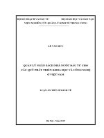Quản lý ngân sách nhà nước đầu tư cho các quỹ phát triển khoa học và công nghệ ở việt nam