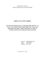 XÂY DỰNG HỆ THỐNG QUẢN LÝ TÍCH HỢP MÔI TRƯỜNG – AN  TOÀN VÀ SỨC KHỎE NGHỀ NGHIỆP THEO TIÊU CHUẨN ISO  14001:2004COR.1:2009 VÀ OHSAS 18001:2007 TẠI CÔNG TY   CỔ PHẦN TẬP ĐOÀN KỸ NGHỆ GỖ TRƯỜNG THÀNH   