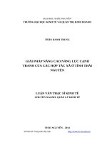 Giải pháp nâng cao năng lực cạnh tranh của các hợp tác xã ở tỉnh thái nguyên 