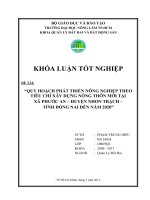 “QUY HOẠCH PHÁT TRIỂN NÔNG NGHIỆP THEO  TIÊU CHÍ XÂY DỰNG NÔNG THÔN MỚI TẠI   XÃ PHƯỚC AN – HUYỆN NHƠN TRẠCH –   TỈNH ĐỒNG NAI ĐẾN NĂM 2020”   