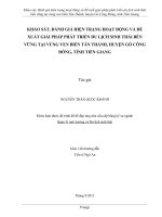 KHẢO SÁT, ĐÁNH GIÁ HIỆN TRẠNG HOẠT ĐỘNG VÀ ĐỀ  XUẤT GIẢI PHÁP PHÁT TRIỂN DU LỊCH SINH THÁI BỀN  VỮNG TẠI VÙNG VEN BIỂN TÂN THÀNH, HUYỆN GÒ CÔNG  ĐÔNG, TỈNH TIỀN GIANG 