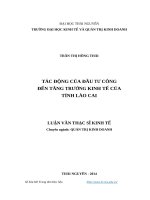 Tác động của đầu tư công đến tăng trưởng kinh tế của tỉnh lào cai 