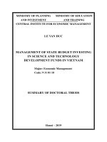 Quản lý ngân sách nhà nước đầu tư cho các quỹ phát triển khoa học và công nghệ ở việt nam tt  tiếng anh 
