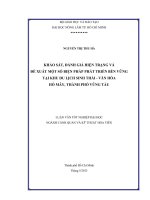 KHẢO SÁT, ĐÁNH GIÁ HIỆN TRẠNG VÀ  ĐỀ XUẤT MỘT SỐ BIỆN PHÁP PHÁT TRIỂN BỀN VỮNG  TẠI KHU DU LỊCH SINH THÁI  VĂN HÓA  HỒ MÂY, THÀNH PHỐ VŨNG TÀU   