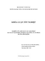 NGHIÊN CỨU, ĐỀ XUẤT CÁC GIẢI PHÁP   SẢN XUẤT SẠCH HƠN ÁP DỤNG TẠI CÔNG TY CỔ PHẦN  ĐƯỜNG BÌNH ĐỊNH   