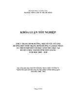   THỰC TRẠNG DINH DƯỠNG, MỘT SỐ YẾU TỐ ẢNH  ƯỞNG ĐẾN TÌNH TRẠNG DINH DƯỠNG VÀ KHẨU PHẦN  ĂN THÍCH HỢP ĐỐI VỚI HỌC SINH TIỂU HỌC TẠI  HUYỆN CHÂU THÀNH TỈNH TIỀN GIANG  NĂM HỌC 2009 – 2010   