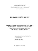 KHẢO SÁT ẢNH HƢỞNG CỦA MỘT SỐ CÔNG THỨC  PHỐI TRỘN GIÁ THỂ ĐẾN SỰ TĂNG TRƢỞNG                      CỦA NẤM LINH CHI (Ganoderma lucidum)                         TẠI THỦ ĐỨC, TP. HỒ CHÍ MINH   