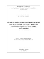 ĐỀ XUẤT MỘT SỐ GIẢI PHÁP CHỐNG LÃNG PHÍ TRONG  QUY TRÌNH SẢN XUẤT VÁN SÀN KỸ THUẬT CAO   TẠI CÔNG TY CỔ PHẦN VÁN CÔNG NGHIỆP   TRƢỜNG THÀNH 